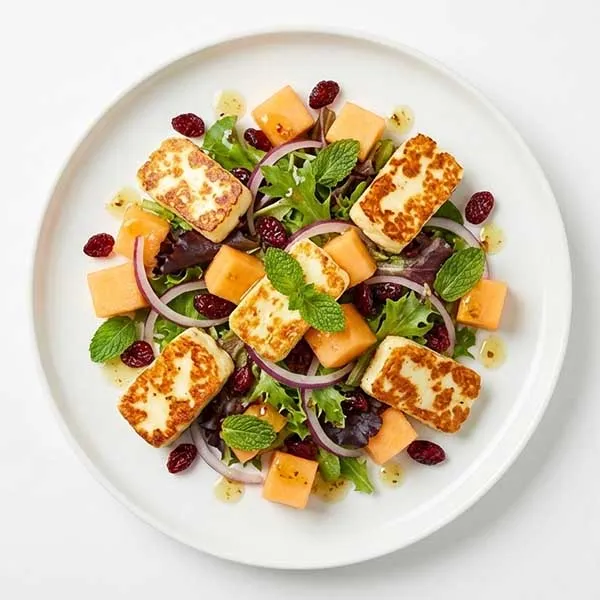 Irish Melon & Halloumi Salad With Dried Cranberries